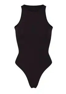 Skims Fits Everybody High Neck Bodysuit Onyx Size Medium