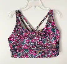 Lululemon Size 12 Floral Print Energy Longline Sports Bra Medium Support B-D Cup