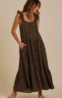 Rylee & Cru Abbie Tiered Maxi Dress Black Floral Adult Size XS