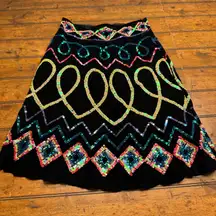 Boston Proper Embellished Sequins Black Midi Skirt Women's Size 6