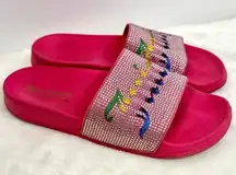 Juicy Couture slides! Pink rhinestone, slide sandals, women’s size 9!
