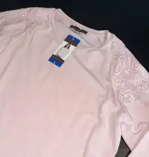 Gloria Vanderbilt Pink lace accented Sweatshirt NWT