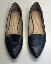 Andrew Geller Black Croc-Patterned Loafers