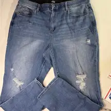 LuLaRoe Blue Straight Leg Jeans with Distressed Design Size 40