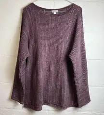 PureJill Woman’s Purple Knit Long Sleeve Crewneck Cozy Plain Sweater Size Medium