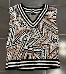 Geometric Star Pattern Knit Vest