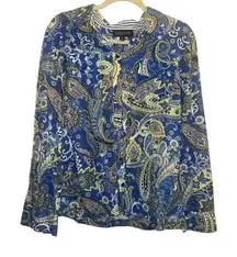 ✨Jones New York Simplified Paisley Floral Blue Utility Sz Large Blouse✨