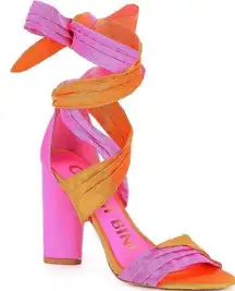 Pink and Orange Wrap Heels