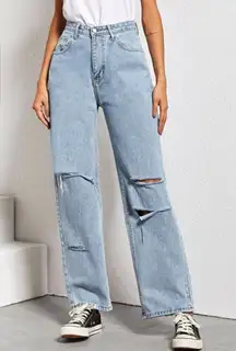 High Wasted Distressed Boyfriend Jeans