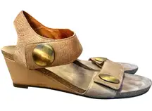 Taos Carousel Tan Leather Strappy Wedge Sandal Comfort Resort Beachy Boho EU 42