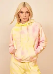 💕REFORMATION💕 Tanner Classic Hoodie  Creamsicle Pink Yellow Tie Dye Small NWT