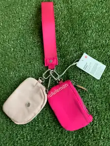 Hot pink dual pouch wristlet lily lemon