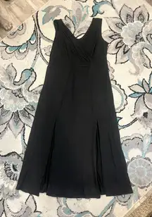 Black V Neck , 2 Front Split , Long Maxi Dress 2XL