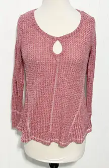 Almost Famous Knit Scoop Neck Long Sleeve‎ Top Heather Reddish Pink Size Medium