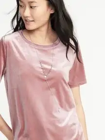 Old Navy Light Pink Velvet Short Sleeve Blouse S