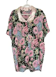 Victoria's Secret Gold Label Medium Large Floral Nightshirt Button Front Sz M/L