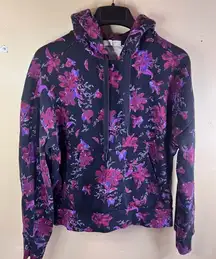 Rag‎ and Bone Womens Black Floral City Pullover Hooded Hoodie Size Small Cozy