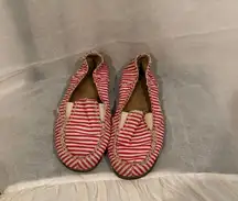 “So Soft” Red & White Stripe Canvas Slip On Size 8