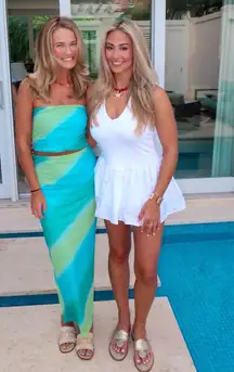 Princess Polly Blue and Green Stripped Maxi Skirt Set