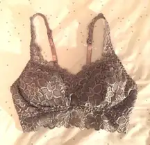 Purple Velour Bralette Lace Size L Never Worn