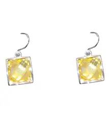 New With Tag  Faceted Omega #Yellow Crystal Bead Earrings