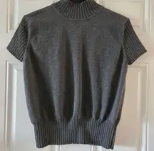 Vintage NorthCrest Mock Neck Short Sleeve Sweater Gray Woman Size L 14/16 Y2K