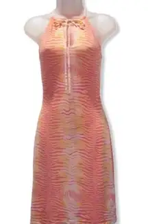 Sunset Tiger Print Chiffon Later Dress Small
