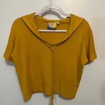 Big Bud Press Sailor Short Sleeve Top Yellow Mustard Size XXS Oversized Cropped