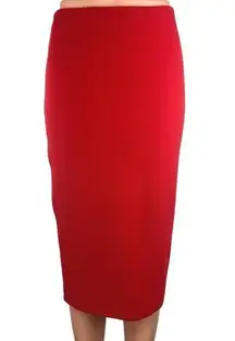 H&M Women's Red High Waisted Back Zipper Knee Length Fitted Pencil Skirt Size S