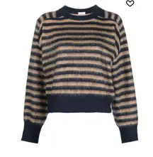 Brunello Cucinelli Striped Mohair, Virgin Wool and Cashmere Sweater with Monili