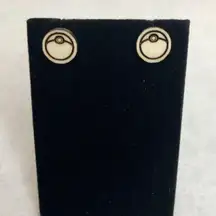 Pokemon Pokeball Wood Stud Earrings