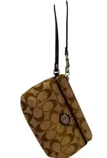 Coach  Jacquard Signature Brown Wristlet