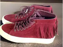 Vans Sk8 Hi Suede Fringe Skate Shoes Women’s 5.5 Men’s 4 Burgundy Lace Up Casual