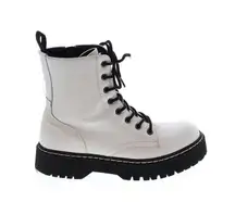 White & Black Harley Combat Boots