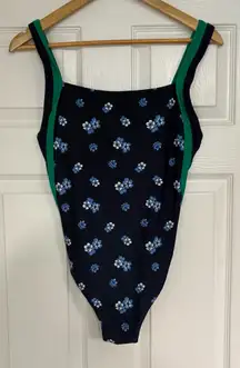 Aerie Navy And Green Floral One Piece Swimsuit Size Large‎
