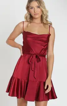 Like You Never Know Dress In Wine Satin 