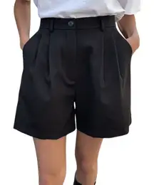 Women's Plicated Wide Leg Shorts in Black, Size S​