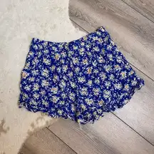 American Eagle blue floral ruffle mini shorts
