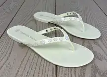 Tory Burch Studded Jelly Flip Flop Thong Sandals 11 Ivory/Cream $128