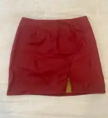 Red Leather Envelope Mini Skirt