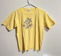 Vintage t shirt embellished turtle floral soft yellow :item number box B: