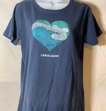 Life Is Good Navy Blue Heart Tshirt