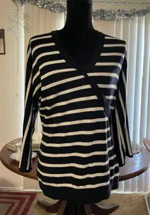 Liz Claiborne Size Small Bell Sleeved Striped Dressy Sweater Top