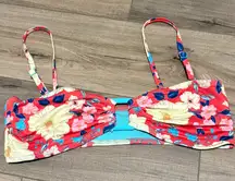 Aerie Ring Floral Bandeau Bikini Top resort red size XL‎