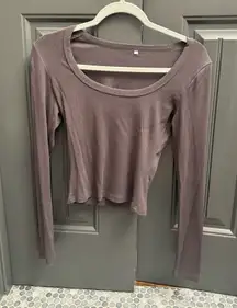 Artfish Women's Square Neck Long Sleeve Ribbed Slim Fitted Casual Basic Crop Top