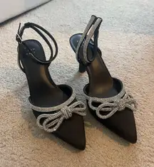A New Day black heels with rhinestone bow