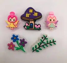 Shoe Charm Set Mushroom House, Flowers, Vine, Handmade Resin Fairies