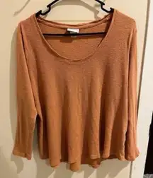 Ava and Viv Size 1x Orange Scoop Neck Long Sleeve Shirt