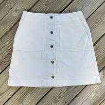 Uniqlo White Corduroy Button Front Mini Skirt Size 4