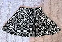 PINK black and white patterned skater skirt